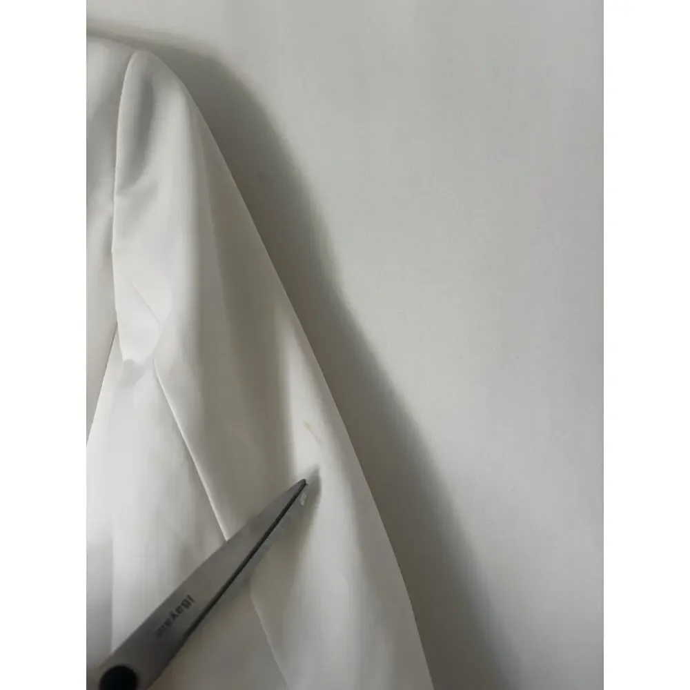 Elizabeth and James Blazer Jacket 6 White Fitted Womens 3/4 Ruched Sleeve Lined